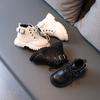 Autumn/Winter Children Boots Boys Girls Leather Ankle Boots Buckle Fashion Non-slip Warm Handsome Kids Boots Shoes E08241