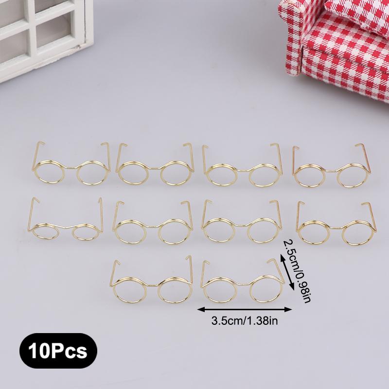 10Pcs Retro Mini Metal Round Doll Glasses Frame Lensless Miniature Eyewear Great For Plush Doll Decoration Accessories