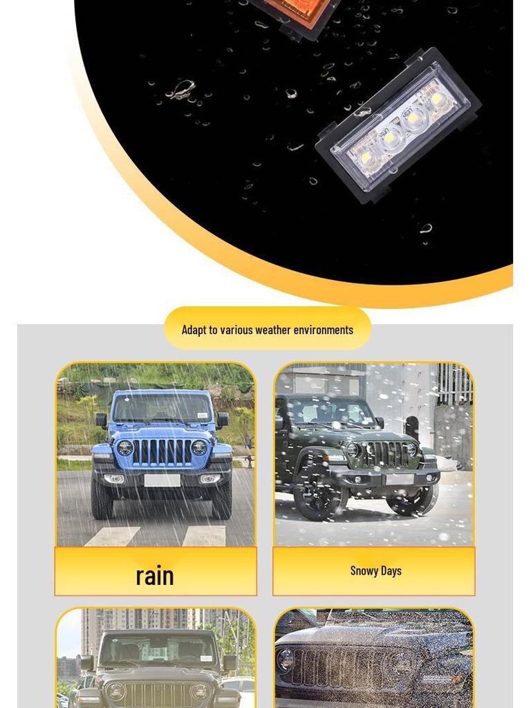 RGB Daytime Running Yellow Grille Light for Jeep Wrangler JL 2018-2023 (App-Compatible)