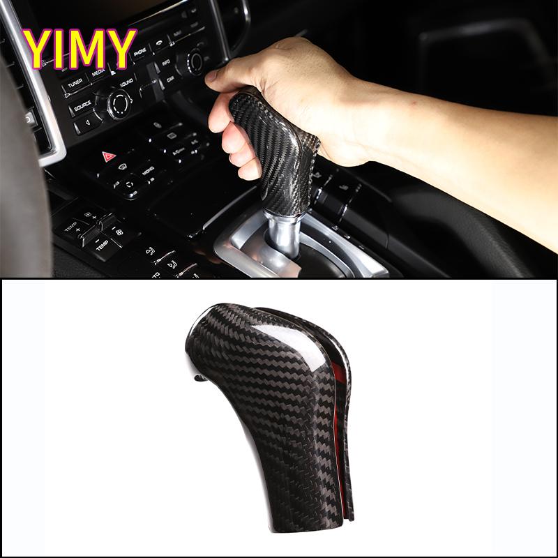 Real Carbon Fiber Car Gear Shift Knob Cover Trim Sticker Fit for Porsche Cayenne 2011-2017 Auto Interior Accessories