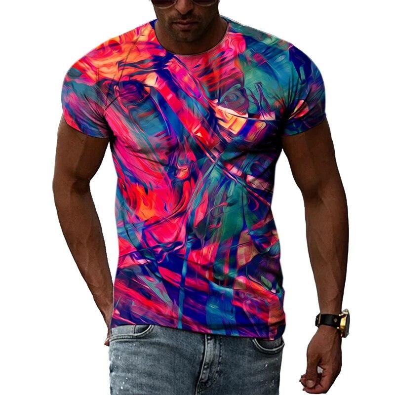 New 3D Graffiti Hip Hop Harajuku Ptinted Men T-shirts Summer Fashion Casual Street Style Tee Trend Personality Short Sleeve Tops