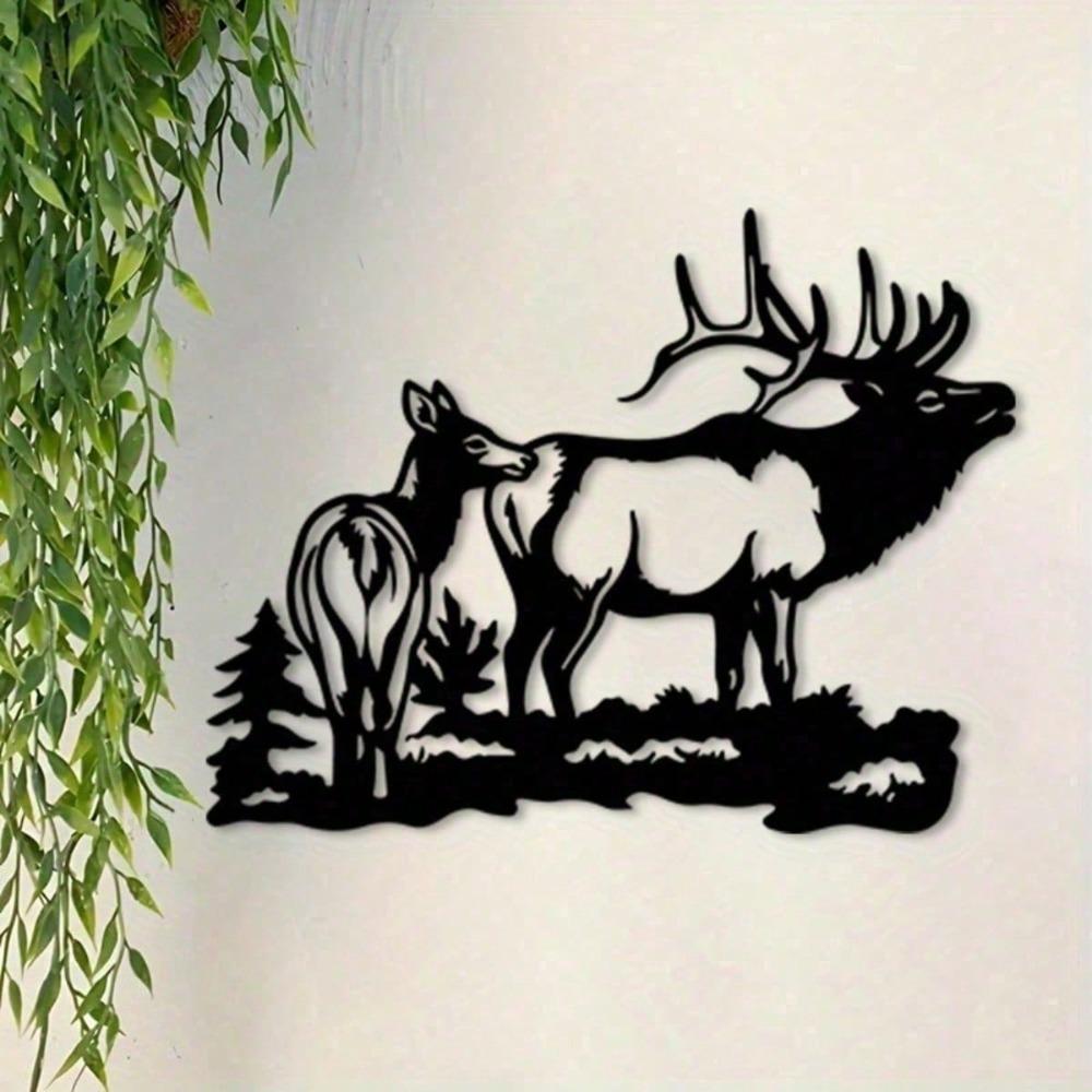 Vintage Moose Metal Wall Art Rustic Sculpture Antler Decor for Cabin