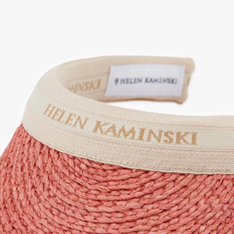 Helen Kaminski Bianco Pomelo Natural Logo Visor Sun Cap Hat50265