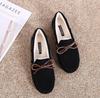 Fashion 2025 Winter Cotton Fur Moccasins Woman Furry Loafers Warm Slip On Bowtie Flats Shoes Ladies Daily Work Barefoot Mocasines Femmes