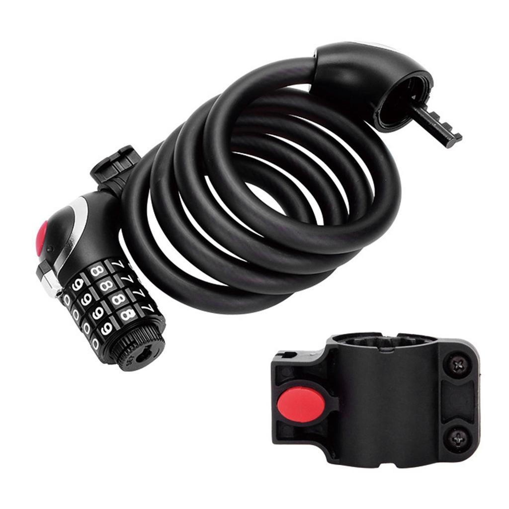 1.5m Bicycle Lock Cutting Resistant PVC Coating Flexible Cable 4 Digit Security Combination Lock for Outdoor Activities