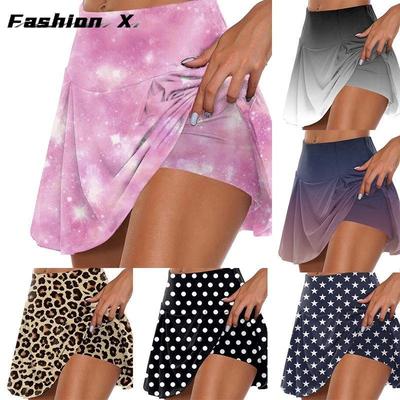 Pantalones cortos de verano para mujer, falda de Yoga con puntos, pantalones cortos deportivos para correr y baile