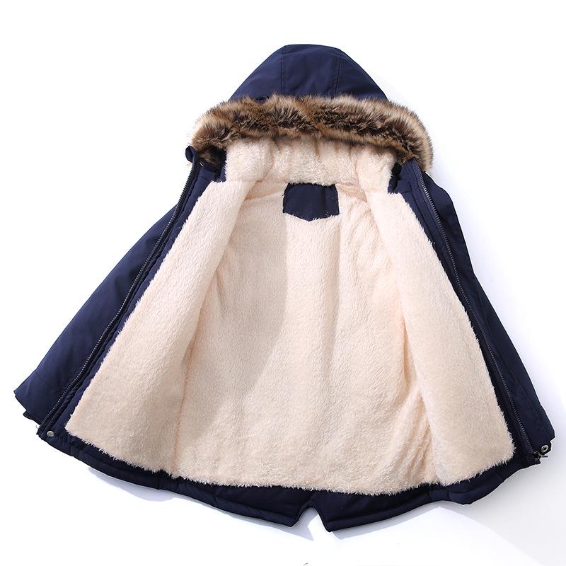 2022 Winter Jungen Kapuzenjacke aus Baumwolle mit Samt, Dick & Warm Kinder Mode Mantel