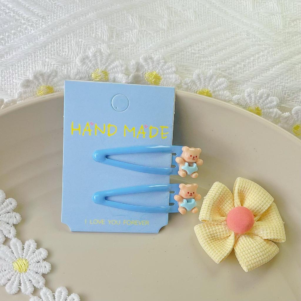 Kids' Cute Blue Bear Heart Hair Clip & Bow