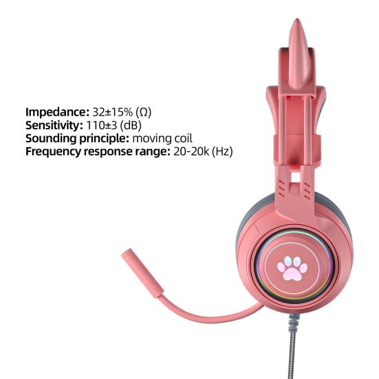 SY-G25 Słuchawki Przewodowe Czuła Redukcja Szumów Odpinane Kocie Uszy 3.5mm USB Wszechkierunkowy Zestaw Słuchawkowy Gamingowy na Laptop