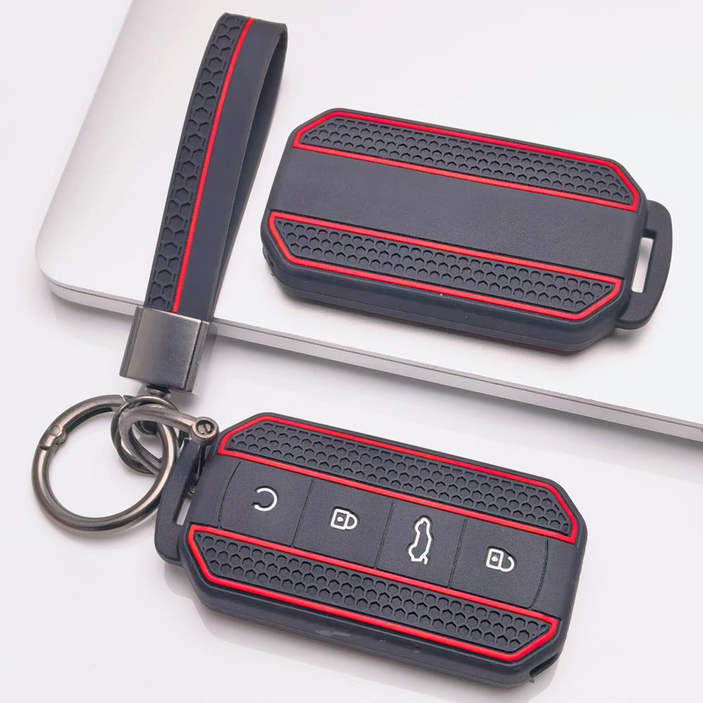 Key Fob Cover for Chery Tiggo with Keychain Anti-Scratch Guard Shockproof Protection Soft Grip Texture Responsive Button Touch Dust Resistant Cover