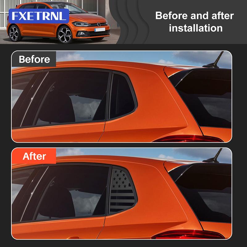 2Pcs n Flag Rear Triangular Window Sticker Decal For Volkswagen Polo 2012-2018 LHD Matte Black Car Exterior Decor Trim