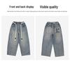Boys' Spring & Autumn 2025 Cool Streetwear Straight-Leg Jeans