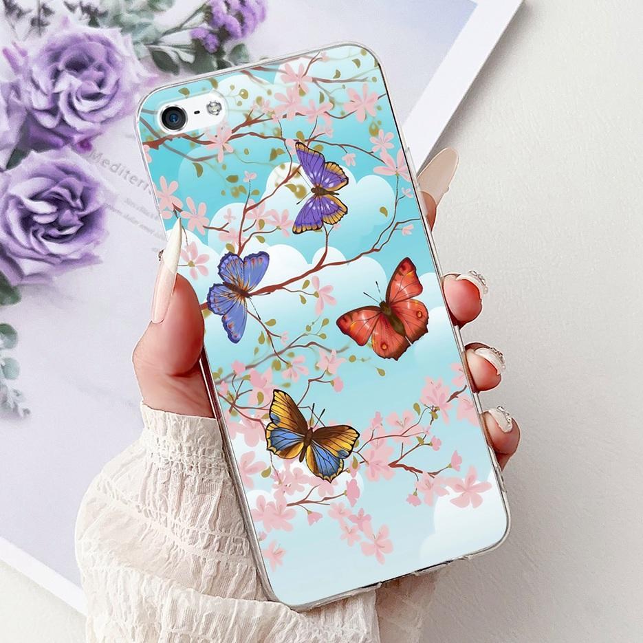 Für Apple iPhone 5 5S Hülle iPhoneSE Luxuriöse Bemalte Blumenhülle Weiche Silikon-Handyhülle Für iPhone SE 2020 2022 iPhone5 Fundas