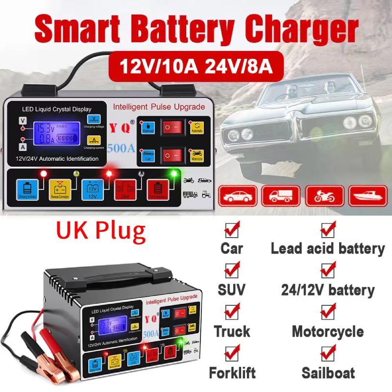 240W Araç Akü Şarj Cihazı 12V 24V Akıllı Nabız Onarım LCD Dijital Ekran Hızlı Güç Şarj Cihazı Tam Otomatik