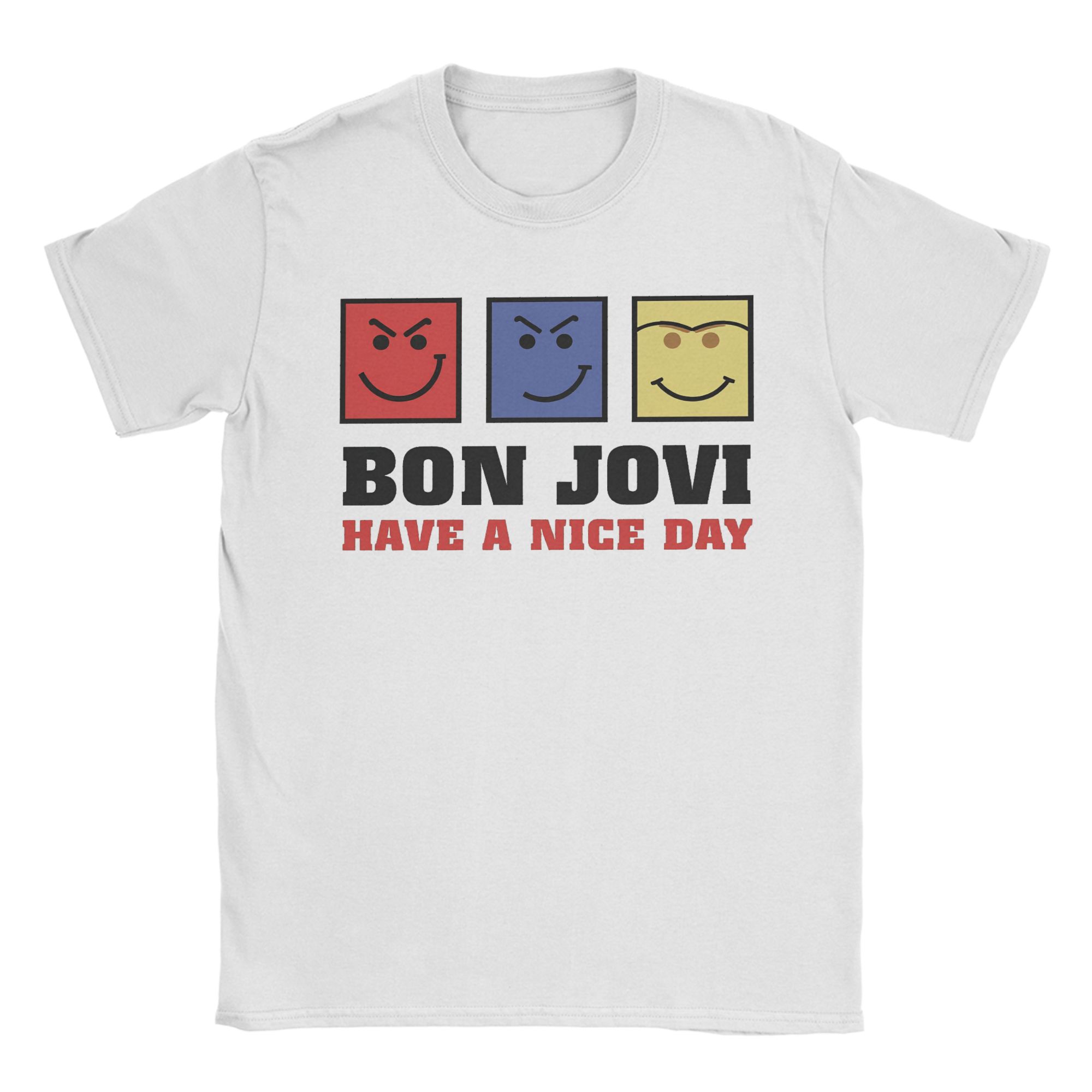 Bon Jovi Have a Nice Day Emoticon Square Graphic T-shirt L