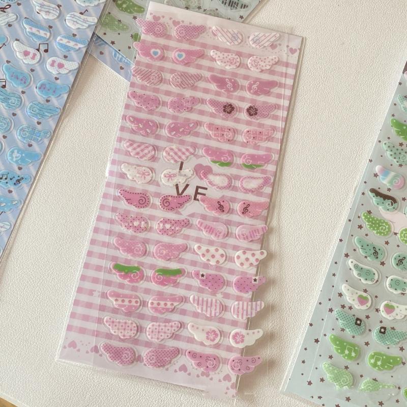 1/4Pcs Wings Love Strawberry Clover Star Sparkling Flash Film Stickers Phone Camera Vintage Scrapbooking Decoration Sticker