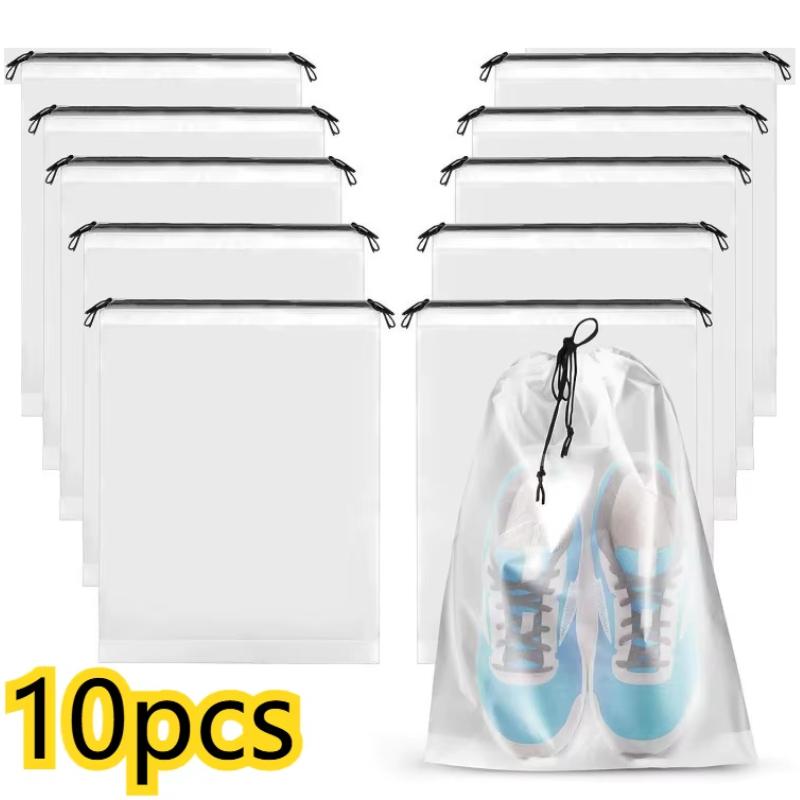 5/10 шт. Мешки на шнурке для хранения обуви, Водонепроницаемая дорожная косметичка, Мешки для хранения мелочей и полотенец, Портативный прозрачный пластиковый пакет 30x40cm