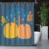1pcs Autumn Decoration Cartoon Creative Geometric Line Pumpkin Candle Leaf Shower Curtain, Decorative Printed Shower Curtain