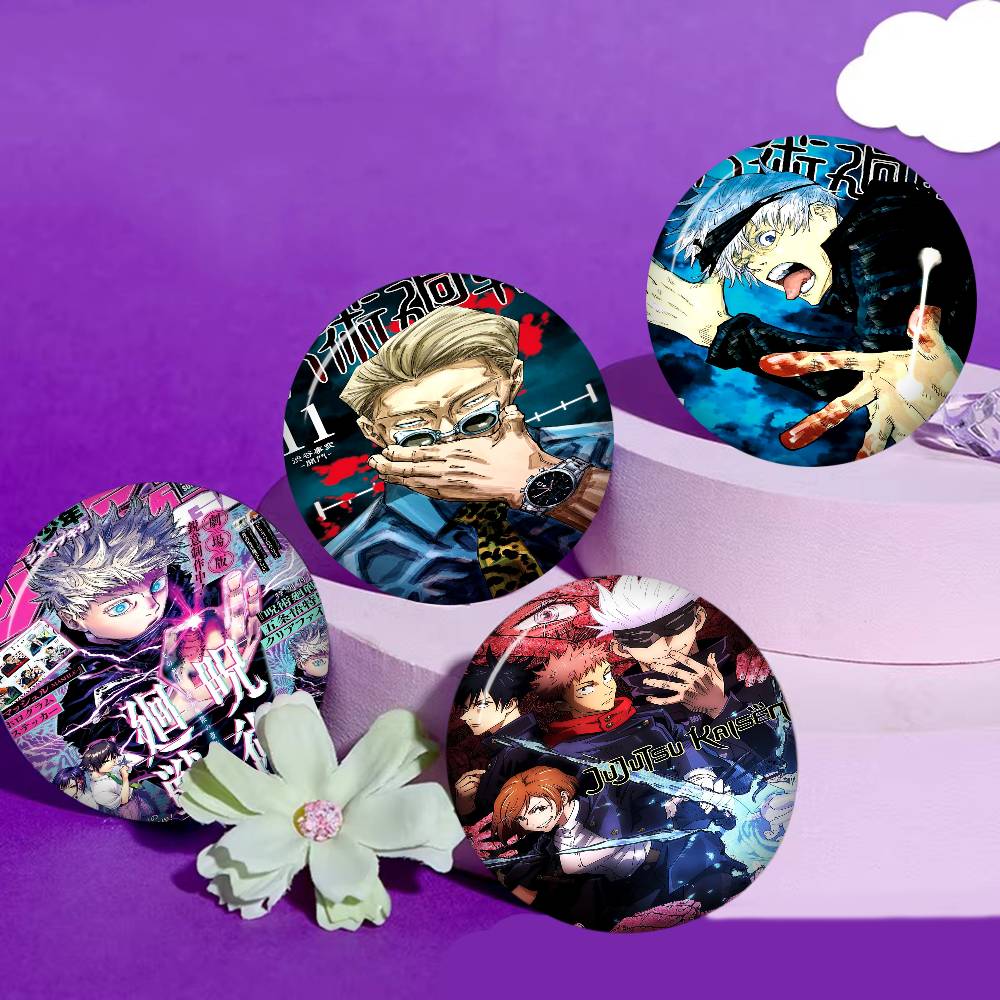 Anime J-Jujutsu K-Kaisen Round Button Pins Slogan Creative Brooches Backpack Clothes Decoration Fashion Cartoon Jewelry Gifts