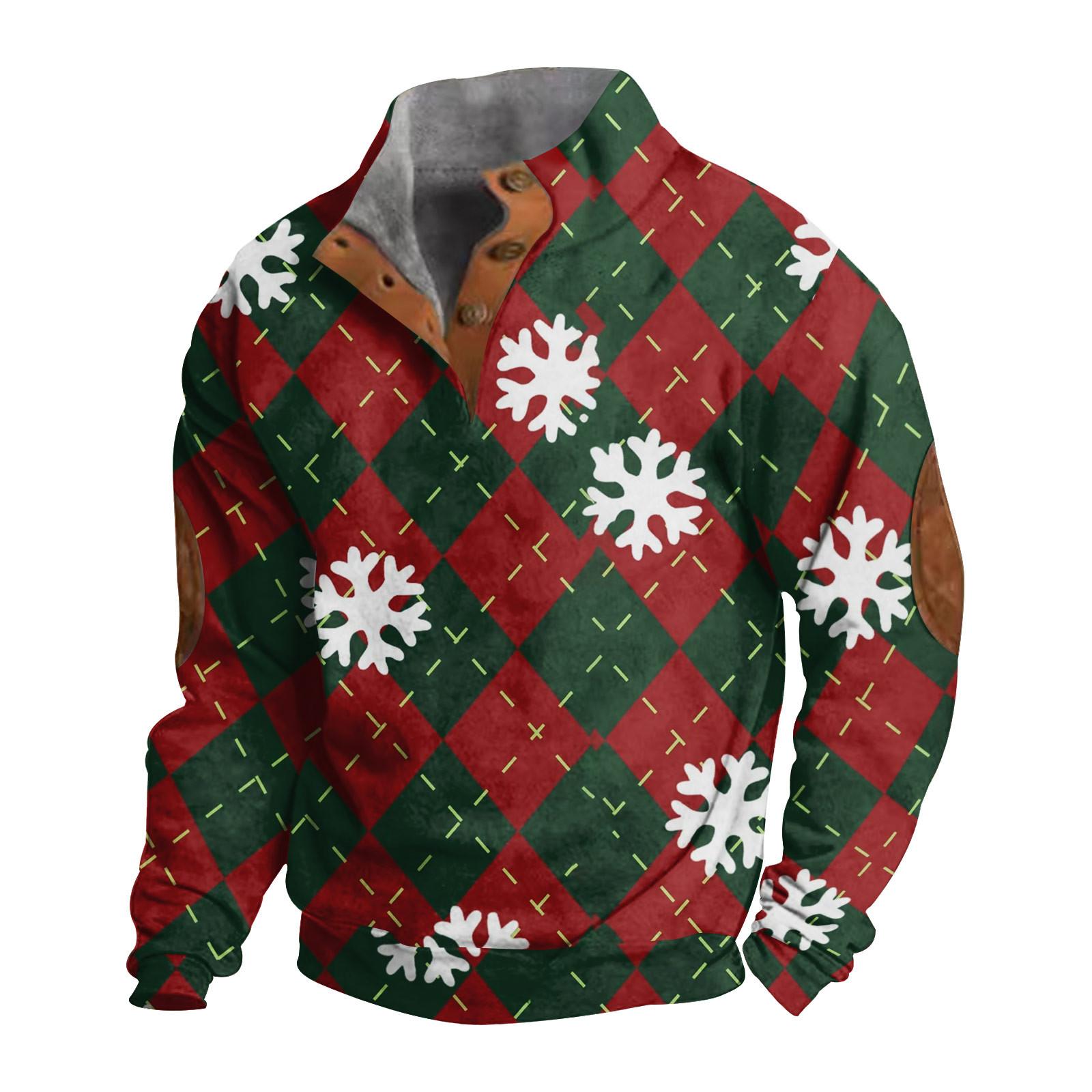 

Men s Buttoned Sweatshirt With European And American /winter Printed Long Sleeved Sweatshirt XXXL Кіновар
