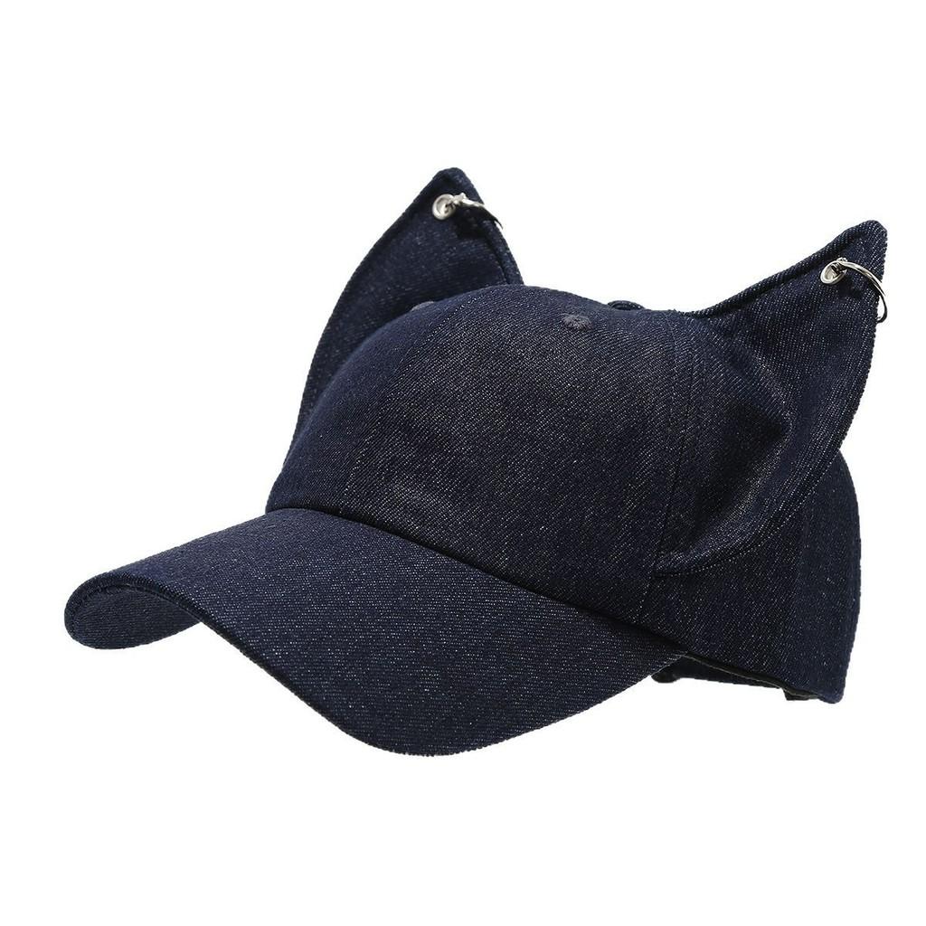 Waste Land Y2k Dog Ear Baseball Cap With Washed Denim For Streetwear And Sun Protection