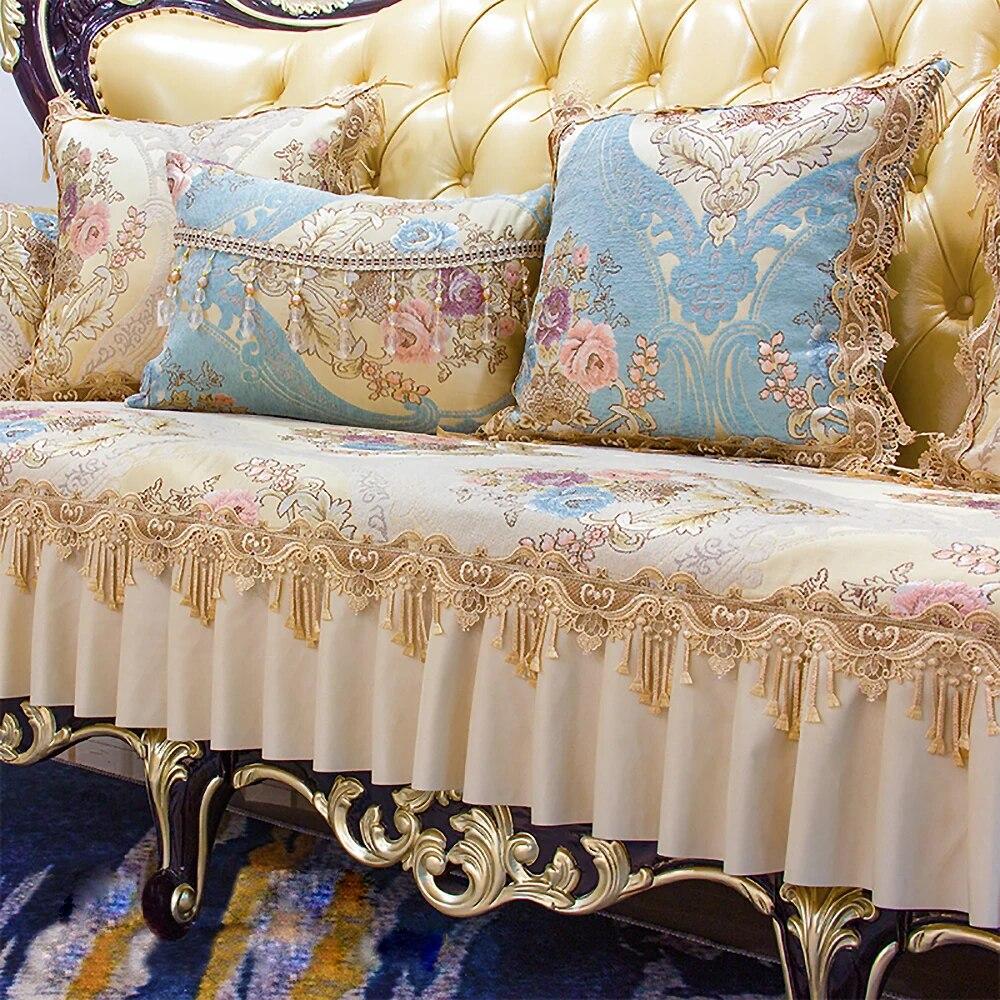 European Anti-Slip Sofa Cover Four Seasons Universal Sofa Towel Jacquard Chenille Sectional Slipcover Furniture Protector Cover