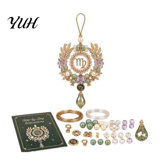 Spiritual Jewelry Making Supplies 12 Zodiac Blessing Beaded Ornament DIY Kit, Beginner Friendly Sign Mother Daughter Craft Projects Beading