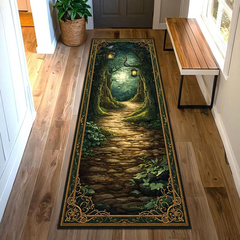 

Enchanted Forest Library Runner Rug Retro Cottagecore Bookish Decor Mat Non-slip Floor Decor for Entryway Living Room Bedroom 50x150CM