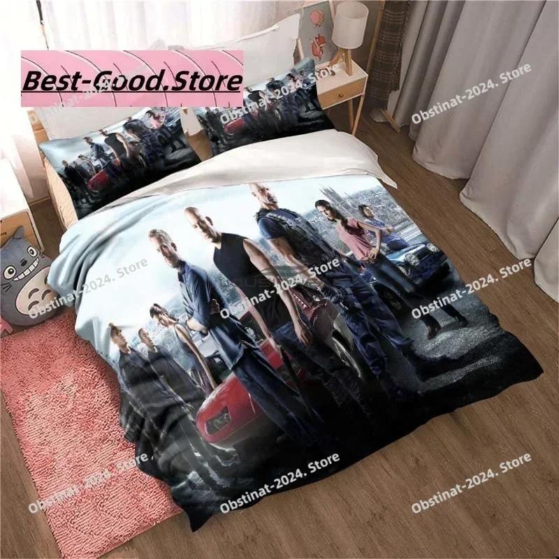 Fast & Furious Bedding Set Fashion Movie Printed Comforter Quilt Bed Cover Duvet Cover Pillow Case 3 Pieces Sets Kids Adult Size