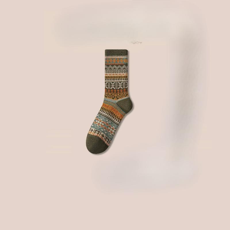 Women's Socks, Ethnic-style Retro Casual Cotton Socks, Fashionable Autumn and Winter Outfits, Mid-calf Socks, Long Socks