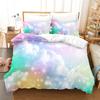 Cloud Sky Duvet Cover Set Pink Blue Cloud Rainbow Pattern King Queen Twin Full Size For Kids Boys Girls Polyester Bedding Set