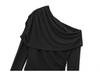 2025 Women's European & American Style Asymmetrical Pleated One-Shoulder Dress