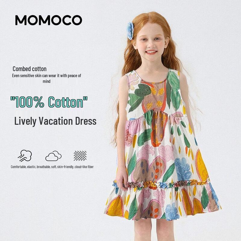 

MOMOCO Girls Printed Casual Sleeveless Dress 140