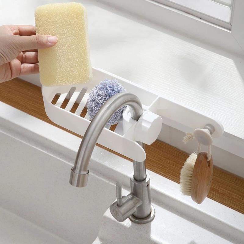 Nail-free Multifunction Faucet Rack Shelf Rag Sponge Brush Drain Sink Storage Shelf Home Kitchen Household Organizer Accessorie