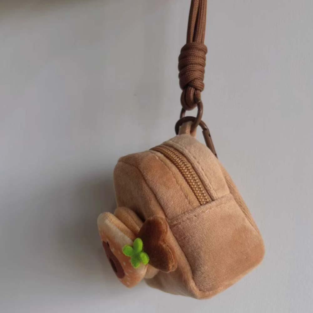 Food Series Plush Small Purse Hamburger Cartoon Keychain Bag Creative Capybara Storage Bag Gifts