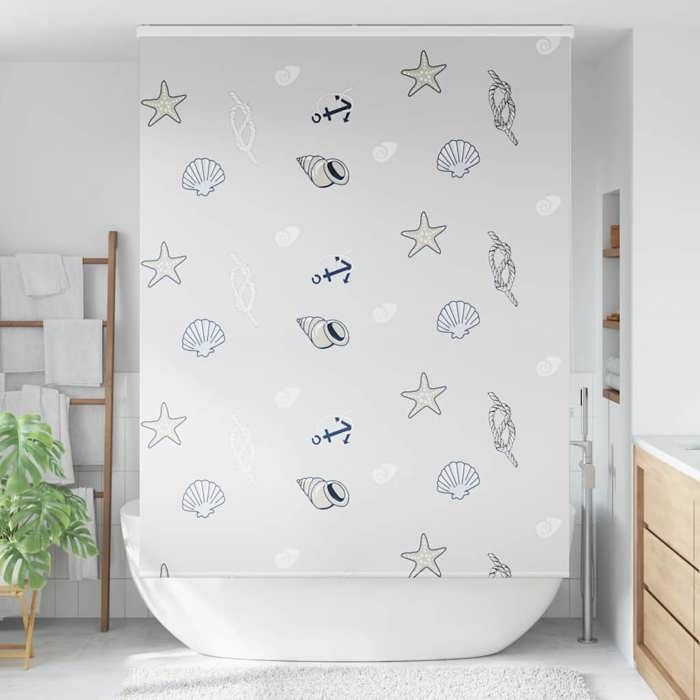 VidaXL Roller Blind Shower Curtain with Cassette Fabric Width 146 Cm, Shower Blind, Roller Blind Curtain 4015017