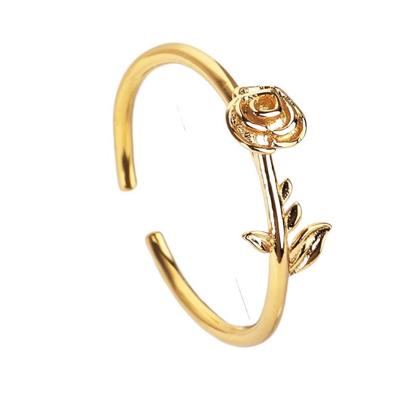 Fashion Simple Opening Gold Color Rose Ring Creative Retro Ladies Birthday Party Banquet Jewelry Accessories Gift For Girlfriend