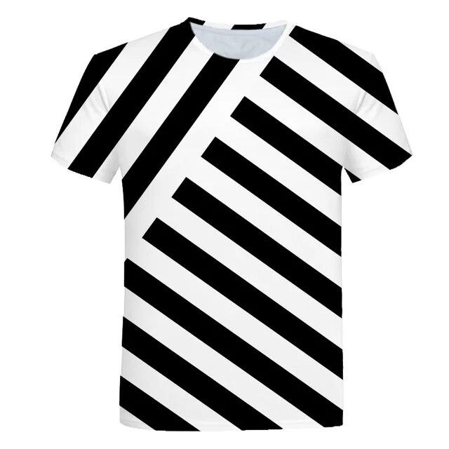 Summer 3D T Shirt Print Short Sleeve Striped Print Men T Shirt O Neck Men Harajuku XS-6XL