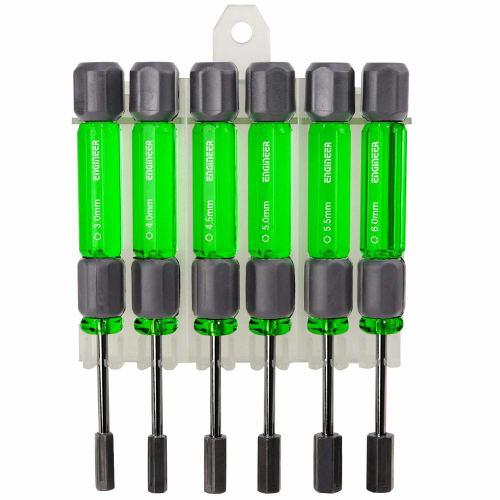 ENGINEER Precision Nut Driver Set, 3-6mm, DK-14, Green