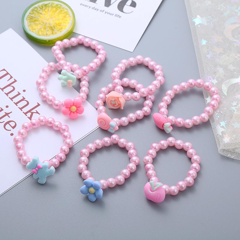50Pcs/Pack Random Color Bracelet Cartoon Children Wooden Beads for Girl Birthday Party Favors Baby Shower Guest Gifts