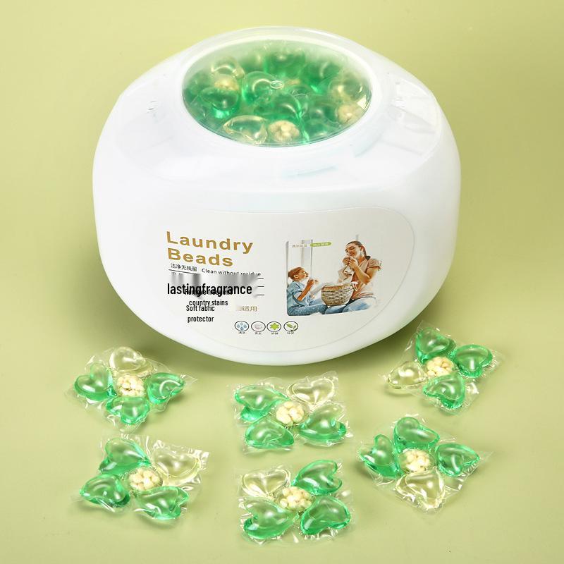 Five-in-One Laundry Pods: Long-Lasting Scent, Stain Removal, Softening, and Concentrated Detergent Beads.