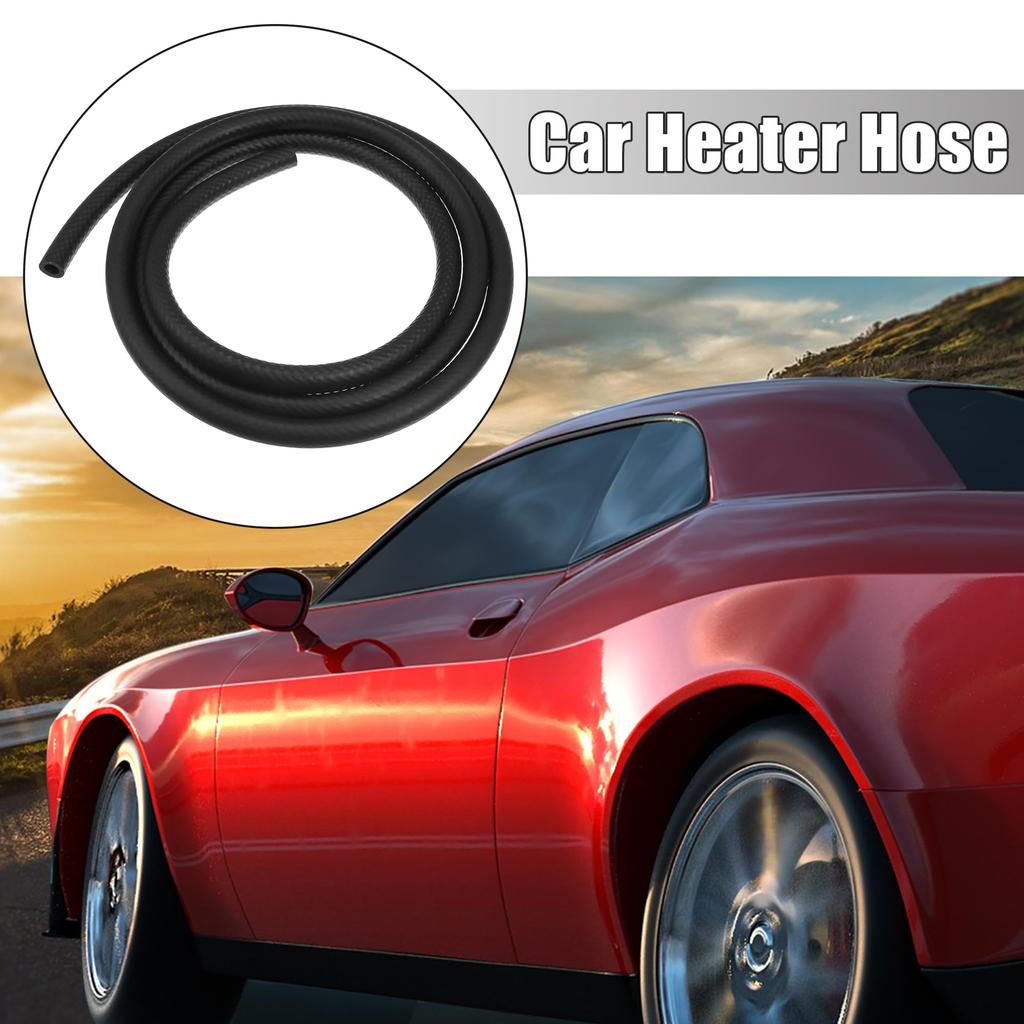 X AUTOHAUX Car Heater Hose Flexible Straight Heater Hose for Multipurpose Rubber 2 Meters 10mm Inner Diameter - Cars, Black, Long,