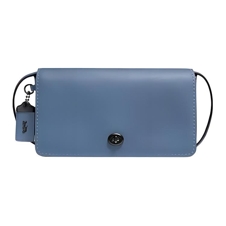 

Coach Dinky 23 Flap Turnlock Classic Solid Color Chrome Tanned Leather Smooth Leather Shoulder Crossbody Bag Medium Women bags Gray Blue 37296-V5PE4 Basic Set (Bag+Dust Bag)