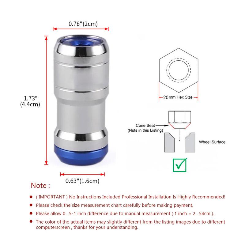 20 PZ Dadi Ruota da Corsa in Alluminio - M12x1.25/M12x1.5 Dadi Tuner per Toyota Honda Nissan