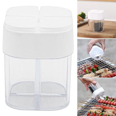 4-in-1 Gewürzspender 4 Fächer Klappbares Gewürzglas mit Deckel Salz- und Pfefferstreuer für Kochen im Freien BBQ