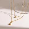 European and American Water Drop Zircon Pendant Double-layer Necklace Plated with 18K Gold Stainless Steel Color-preserving Jewelry Niche Design Women
