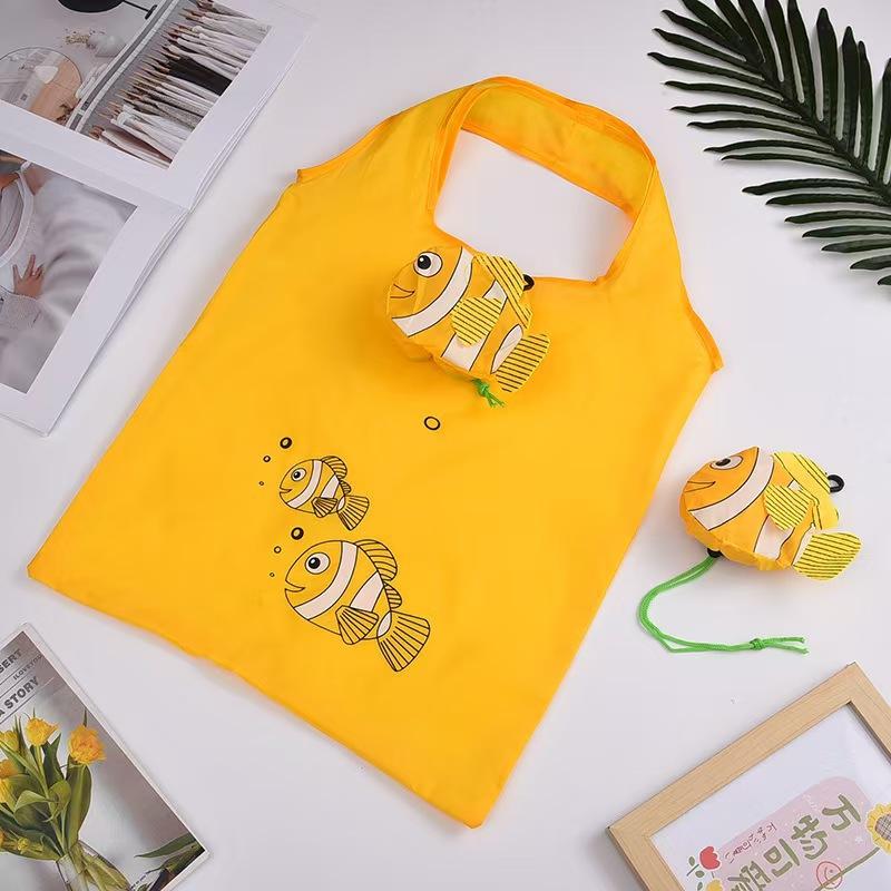 Cute Tropical Fish Foldable Shopping Bag Large Capacity Supermarket Shopping Bag Portable Reusable Eco-Friendly Bag Storage Bag