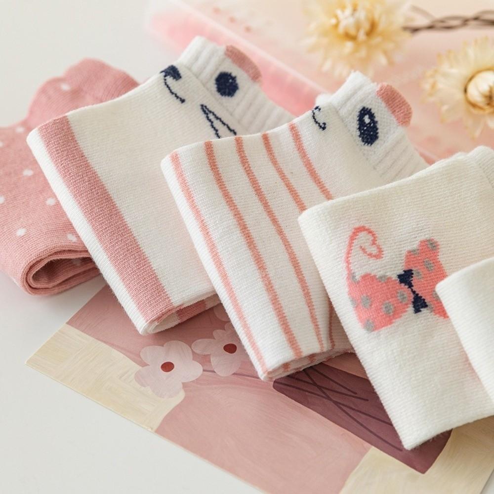 5Pairs Stripe Kawaii Shallow Socks Low Cut Bow Boat Socks Cute Short Tube Socks  Warm