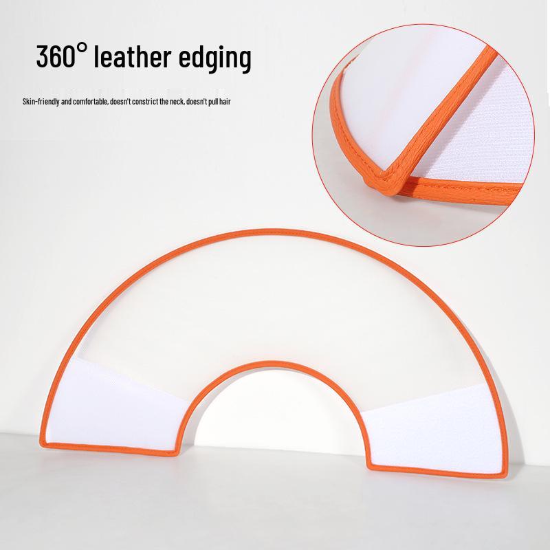 Elizabeth Anti-Bite Transparent Orange Pet Collar with PU Edging