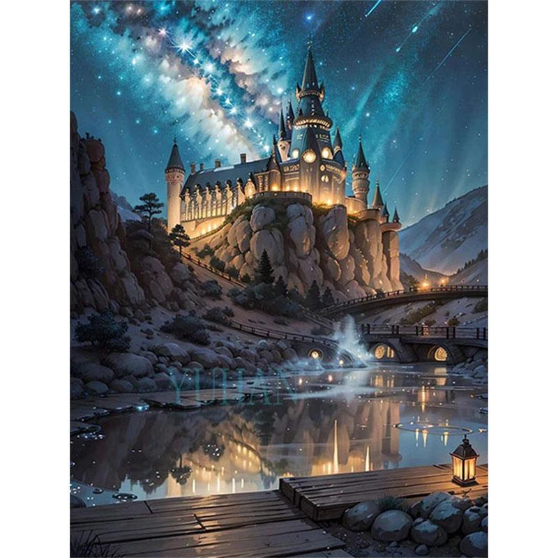 

DIY Алмазная картина Замок Набор для вышивки крестом Мозаика Искусство Алмазная картина Полный круг/Квадратный алмаз Украшение дома Round 20x30cm